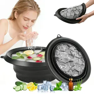 Face Ice Bath Bowl With  Ice Tray, Silicone Ice Bowl Facial Folding Washbasin for Cold Plunge Therapy, Skin Tightening & Acne Relief, Reusable Ice Cubes Portable Spa Tool for Home & Travel