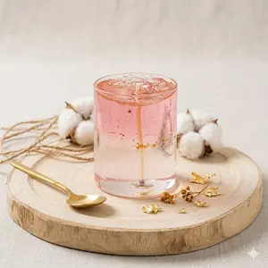 Crystal Jelly Scented Candle in Glass | Pink Gradient Handmade Gel Wax | Perfect for Spa, Bath, Yoga & Romantic Gifts Decor Ornaments Decoration Perfume Aroma