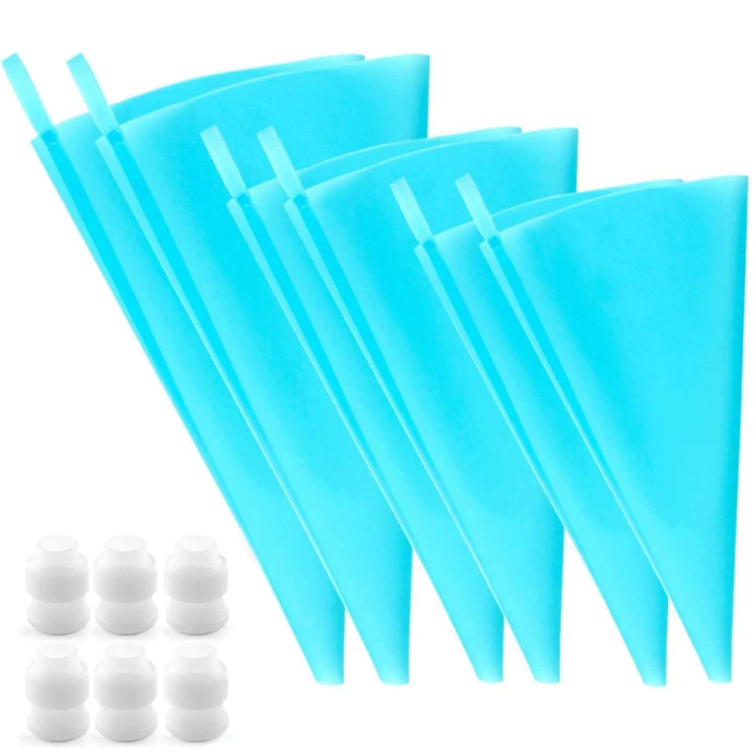 6Pack Reusable Icing Bags (12’’+14’’+16’’) Blue Silicone Piping Bags, Pastry Bags Cake Decorating Icing Piping Bags, Baking Dessert Piping Bag with 3 Icing Couplers for Standard Tips - Home Improvement.
