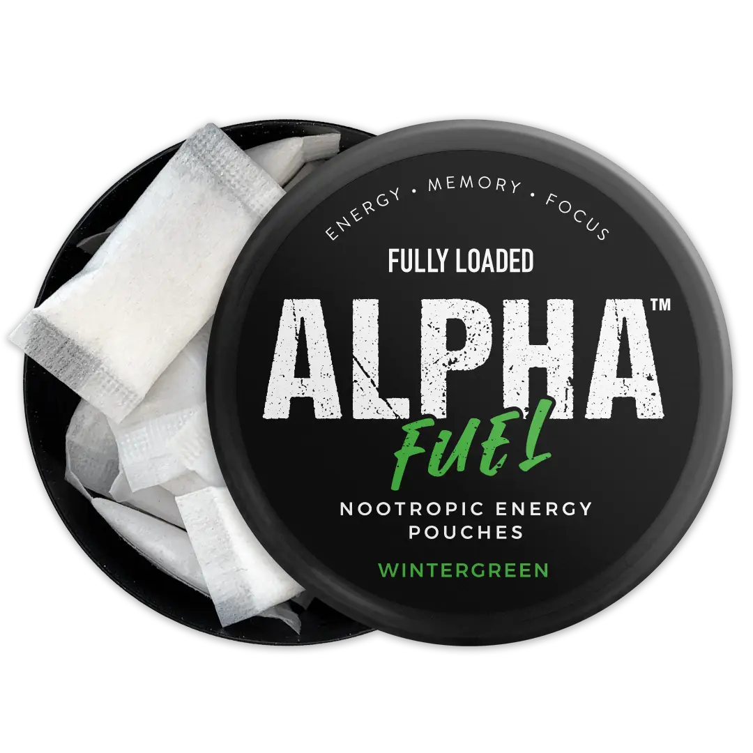 ALPHA Fuel Nootropic Wintergreen Energy Pouches by Fully Loaded - Energy, Focus, Memory - Sugar Free Sport Beverage