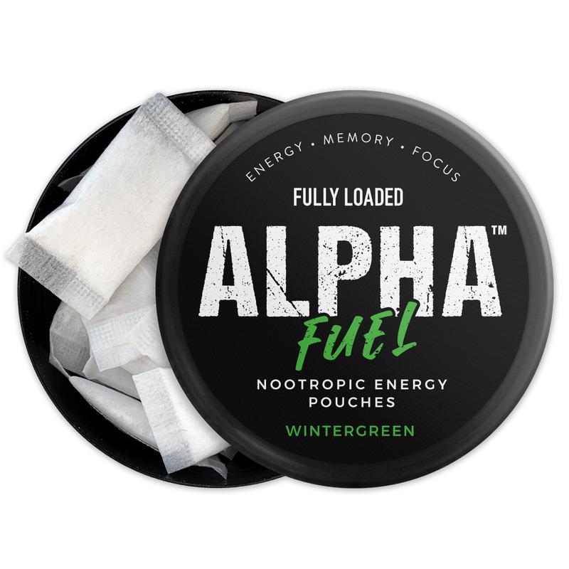 ALPHA Fuel Nootropic Wintergreen Energy Pouches by Fully Loaded - Energy, Focus, Memory - Sugar Free Sport Beverage