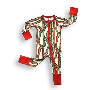 ZIP ROMPER - Retro Rainbow, Soft Bamboo Baby Pajamas