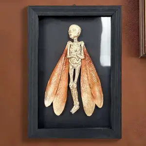 Darkness of the Wind Mysterious Skeleton Wall Art, Unique Insect Wings Design, Perfect for Home Decor & Gifts, Size 14x5.5x20cm