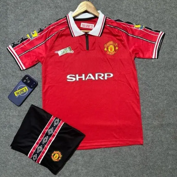 Manchester Red Vintage 1999 Soccer Jersey, Classic Treble Fan Edition