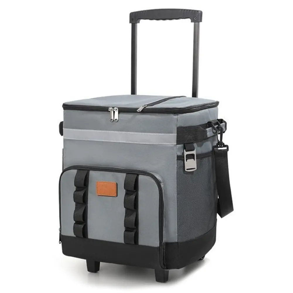 Insulated Rolling Cooler Bag with Wheels - Large Thermal Food Delivery Box, Cooler Backpack, Double Portable, Large Capacity, Portable Combo, Rugged Outdoor for Car Travel & Takeout, Cooler Backpack Coolers, Double Portable Coolers