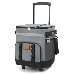 Large Wheeled Insulated Cooler Bag Portable Rolling Thermal Lunch Backpack for Camping, Picnic & Car Travel