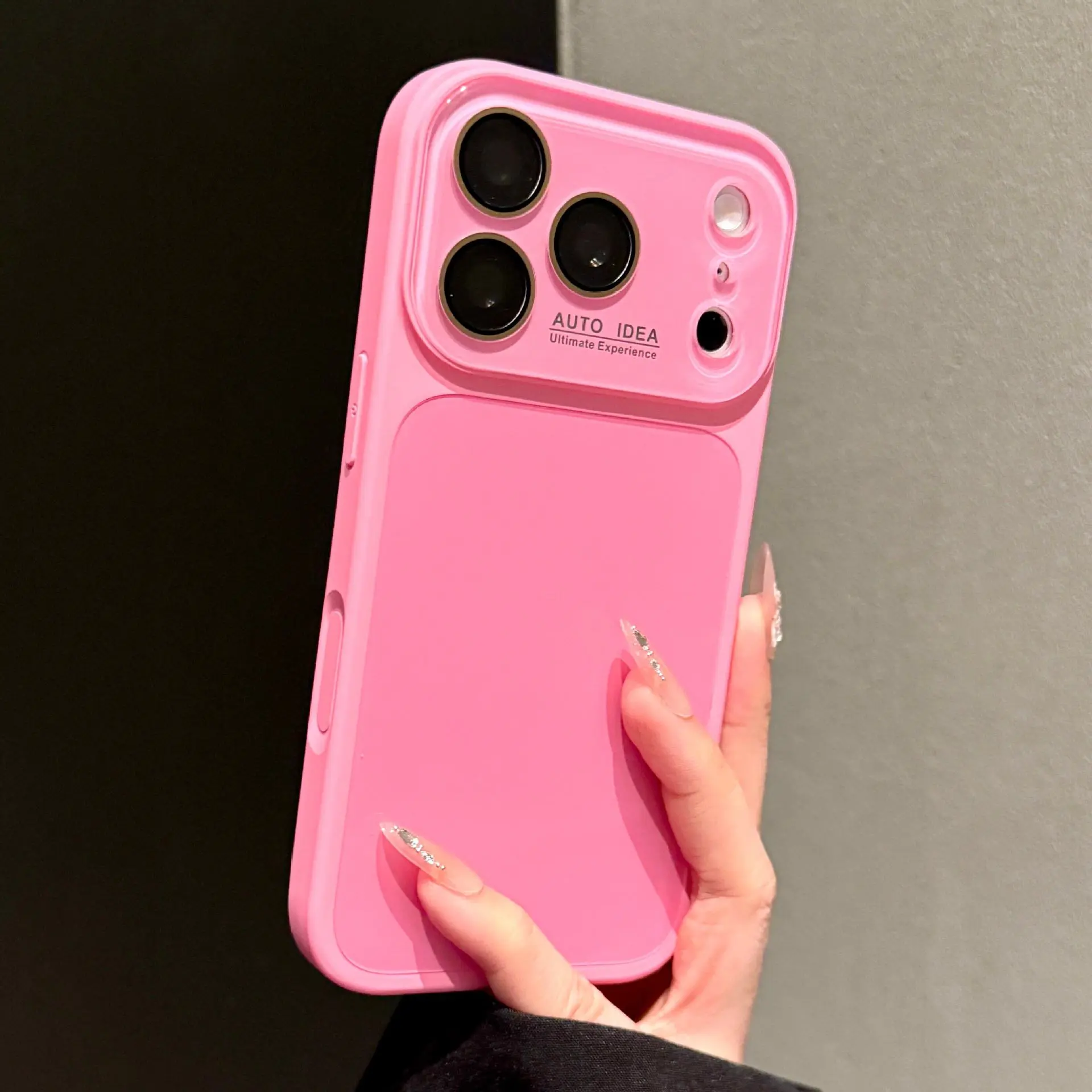 2 in 1: 1 case + 1 screen protector candy colored skin texture crystal phone case, contrasting color full lens protection, anti drop, wear-resistant phone case, suitable for iPhone 17 Pro Max 16 15 14 13 Cute Multi-Color Everyday Protective Cas
