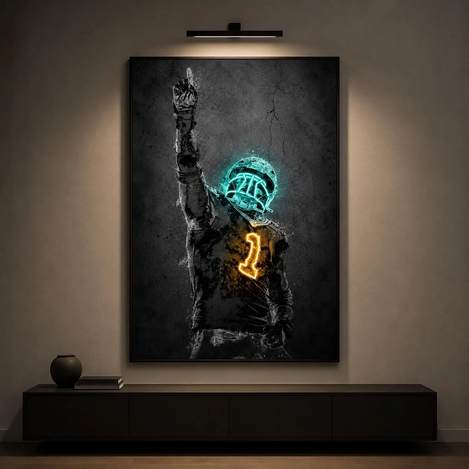 [HOT] Micah Parsons Neon Poster – Green Bay Packers NFL Football Wall Art, Man Cave Decor