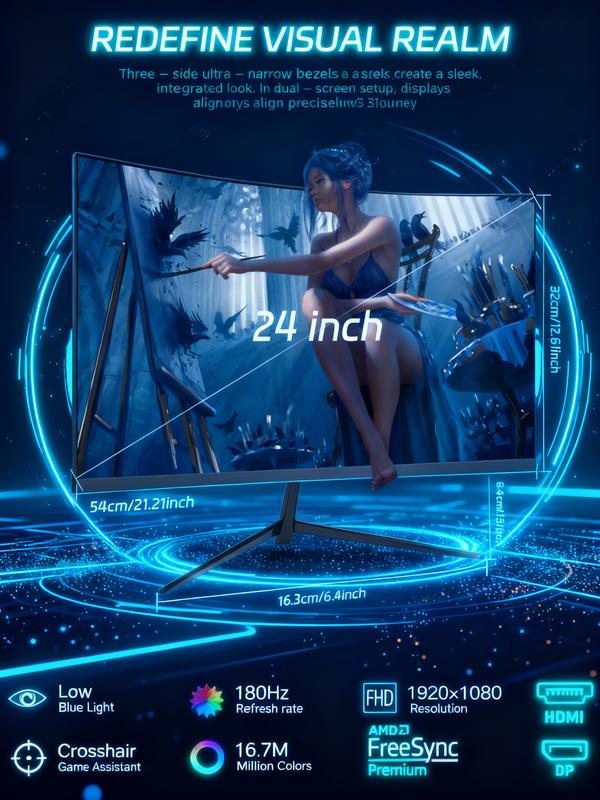 New 180Hz Curved Gaming Monitor for PS5, Xbox & PC  1ms FHD IPS Display | Ultra Smooth FPS, Low Motion Blur, FreeSync