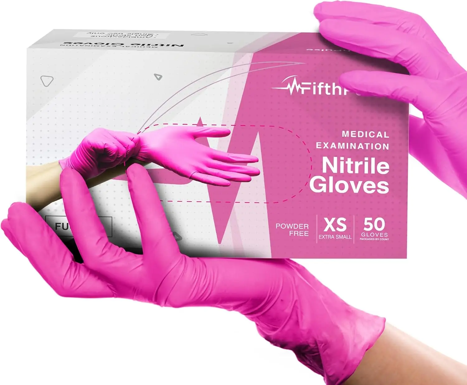 Disposable Nitrile Gloves – FifthPulse 3 Mil Pink Gloves, Powder-Free Latex-Free Protective Gloves for Medical, Cleaning & Food Handling