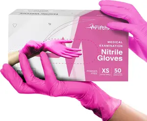 Disposable Nitrile Gloves – FifthPulse 3 Mil Pink Gloves, Powder-Free Latex-Free Protective Gloves for Medical, Cleaning & Food Handling