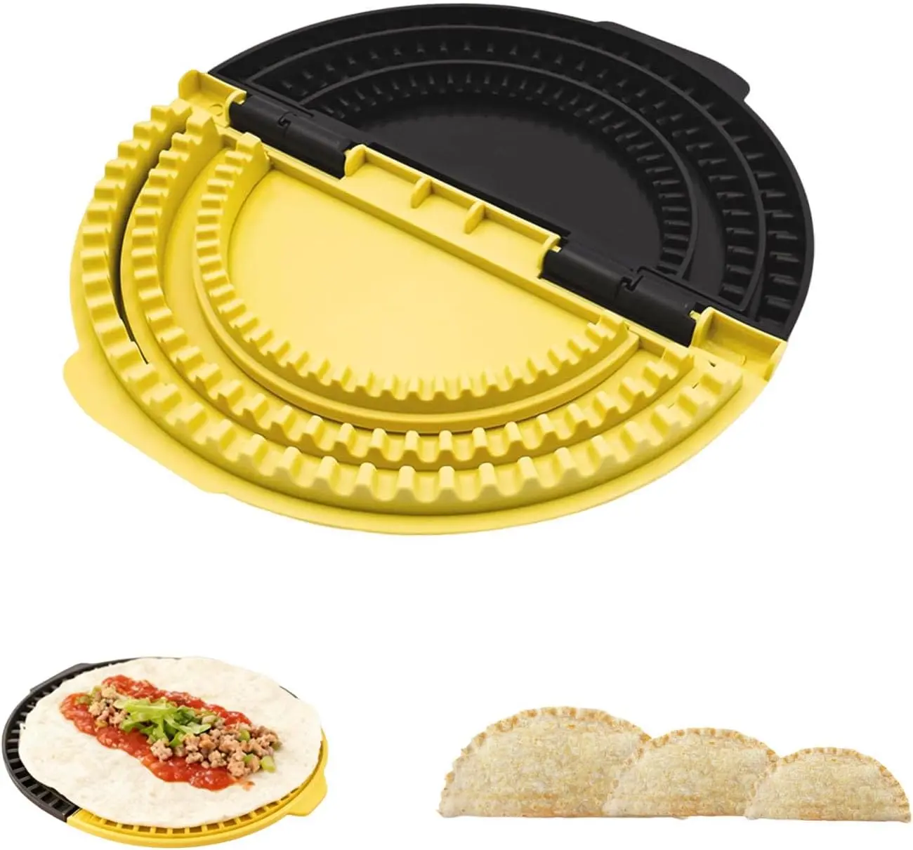 3-In-1 Kitchen Utensil Set - Adjustable Detachable Crimper, Tortilla Sealer, Flip Wrap Maker for 10"+8"+6" Quesadillas, Burritos