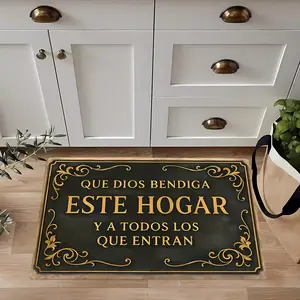 1pc Inspirational Spanish Quote Doormat "God Bless This House" Design Rectangular Mat for Kitchen Bathroom Bedroom and Outdoor Decor Machine Washable Holiday Home Decor Inspirational Quote Mat Inspirational Home Decor Room Carpet Outdoor Entrance Door Mat