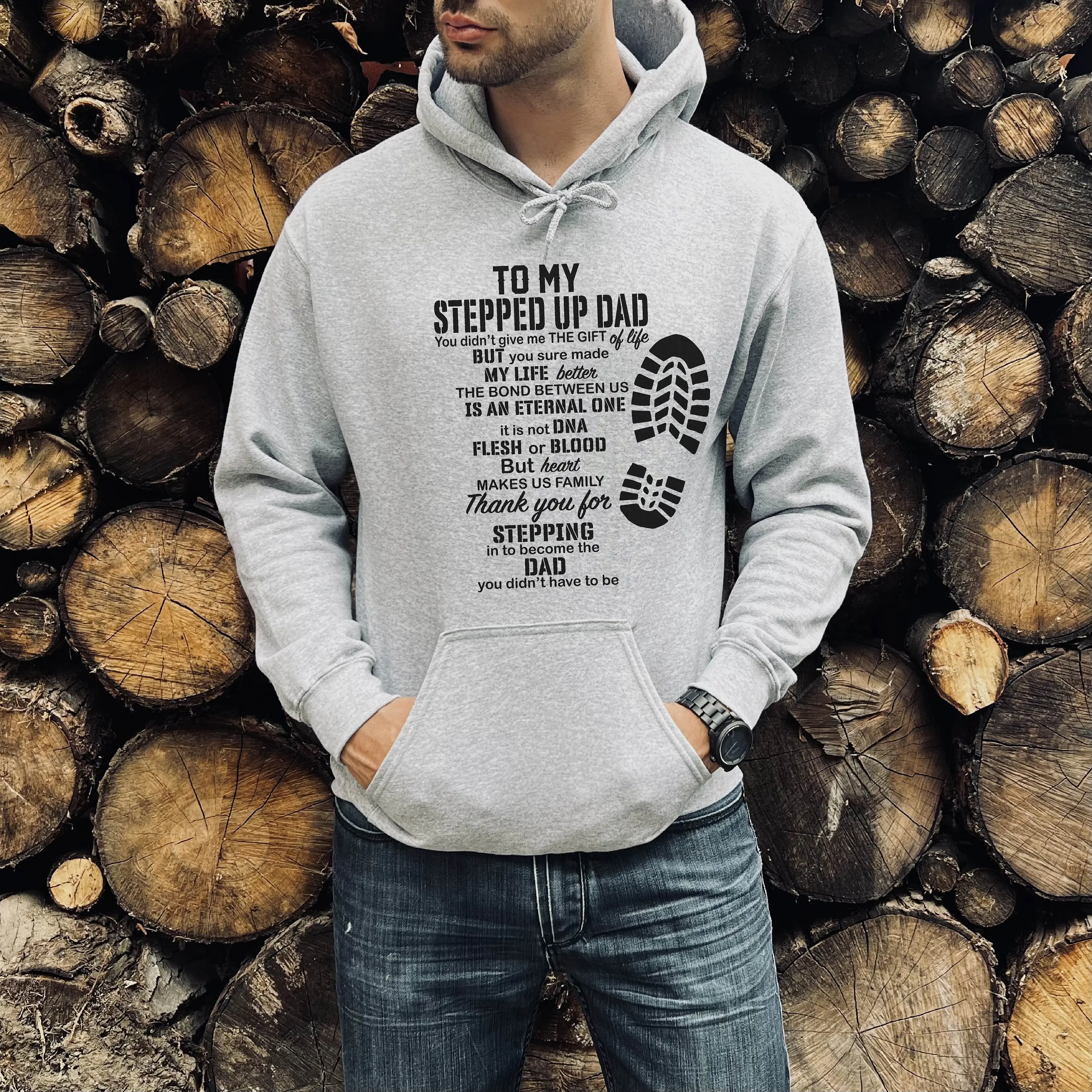 Stepped Up Dad Sweatshirt, Stepped Up Dad Hoodie, Stepfather Sweatshirt, Personalized Step Dad Christmas Gift, Unisex Sweater Pullover Tee Menswear