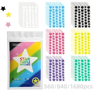 560/840/1680pcs Rainbow Star Acne Pimple Patch Set, Colorful Star Shape Decorative Spot Cover Stickers, Hide Facial Blemishes, Thin Rounded Edge Fit, Suitable for Daily Makeup & Photos, Vibrant Style Portable Pack