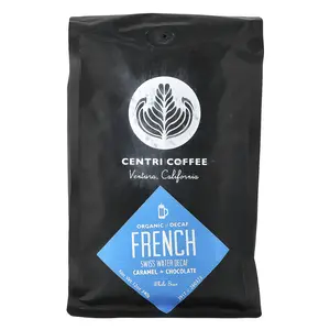 Centri Coffee Organic French, Whole Bean, Decaf, Caramel + Chocolate, 12 oz (340 g)