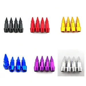 4pcs Wheel HUB Caps Short 4.5cm Universal Vehicle Car Bullet Head Screw Valve Caps, Customized Sharp Tip Valve Stems for Bicycles Motorcycles Tyre Caps