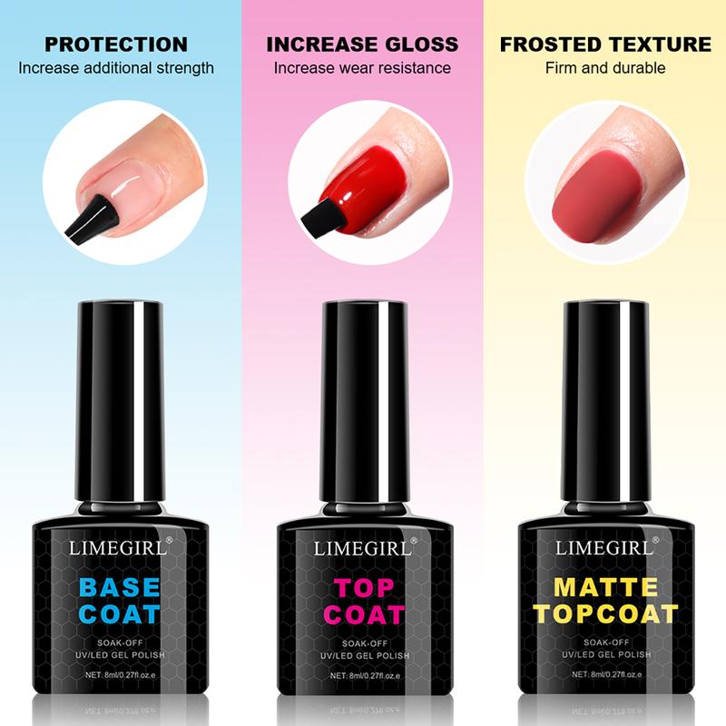 LIMEGIRL Gel Nail Polish Kit With UV Lamp 15 Color Semi Permanent Gel Nail Polish Kit With Frosted Top Paint Primer Nail Tool Set Nail  Polish Luminary Gel Nail Nail kit Nail Art Starter Kit for Beginners