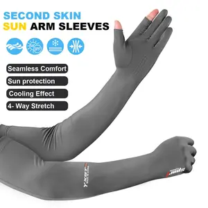 3 Pairs UPF 50+ Cooling Arm Sleeves Ice Silk UV Sun Protection Thumb Hole Tattoo Cover for Men Women Sports