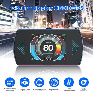 P12 5.8 Inch Obd2 Car Hud Head-Up Display, Digital Projection Instrument, Speedometer, Tachometer, Water Temperature, Voltage, Fuel Consumption
