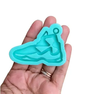 Silicone Basketball Shoes Keychain Mold for Handmade Resin Transparent Teal Color Precision Crafted Easy Use Durable Design