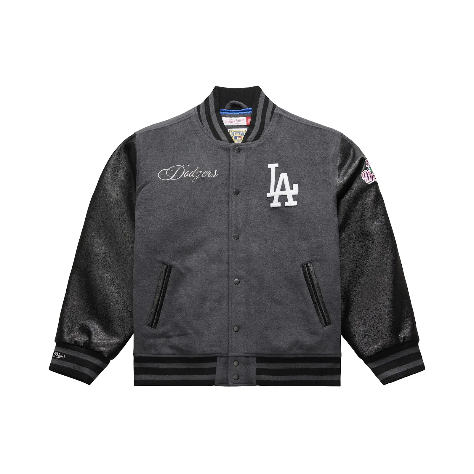 Los Angeles Dodgers Gray/Black Legacy Made Varsity Full-Snap Jacket