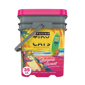 4 Pack Scented Clumping Cat Litter 35 lbs, Bahama Sunset Fragrance, Multi Cat Formula, Low Dust, Strong Odor Control
