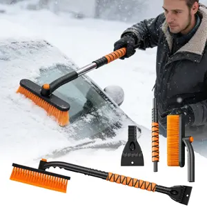 2-in-1 Car Snow Shovel & Brush - Telescopic Ice Scraper with 360° Rotation | Portable Snow Tool for Windshield, Roof, Hood, SUV, Truck Detachable Rotatable Design