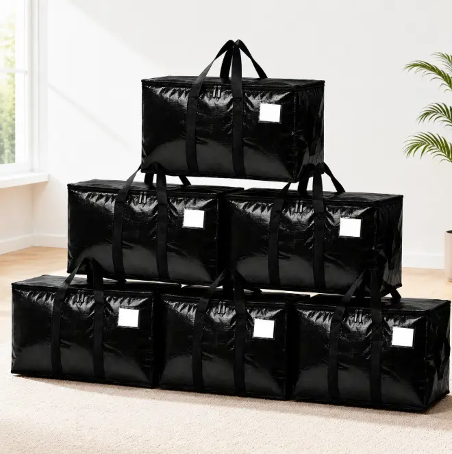Extra Large Heavy Duty Moving Bags Waterproof Storage Totes with Handles & Zipper, Foldable Clothes Storage Organizer, Large Capacity Moving Boxes Alternative for Home Organization, Closet, Dorm, Travel, Bedding & Seasonal Storage