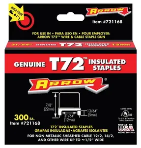 Arrow Fastener Co. .48in. T72 Insulated Staples 721168