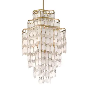 Dolce 7-Light Chandelier with Crystal and Capiz Shell, Champagne Leaf Finish Elegance