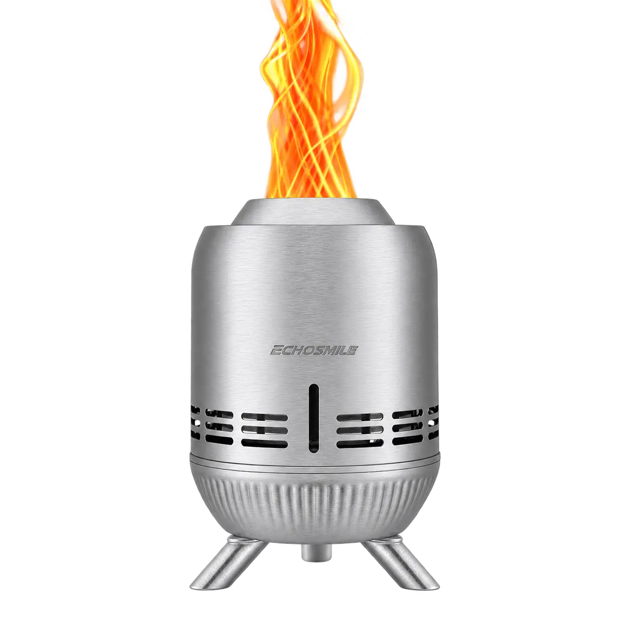 EchoSmile Mini Tabletop Fire Pit - 9in Stainless Steel Smokeless Wood & Pellet Burner, Triple-Burn Efficient Flame, Portable Camping & Patio Firepit, Low-Smoke, Durable 304 Stainless, Easy-Clean