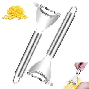 2 Counts Corn Peeler, Stainless Steel Corn Stripper Tool for Efficient Corn Kernel Removal