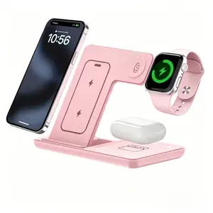 3-in-1 Wireless Charging Station, Fast Multifunctional Charger Stand for iPhone 17 to 11 Series, Apple Watch 11 to 1 Series, AirPods 4/3 Pro, Portable Foldable & Travel-Ready, Electronic