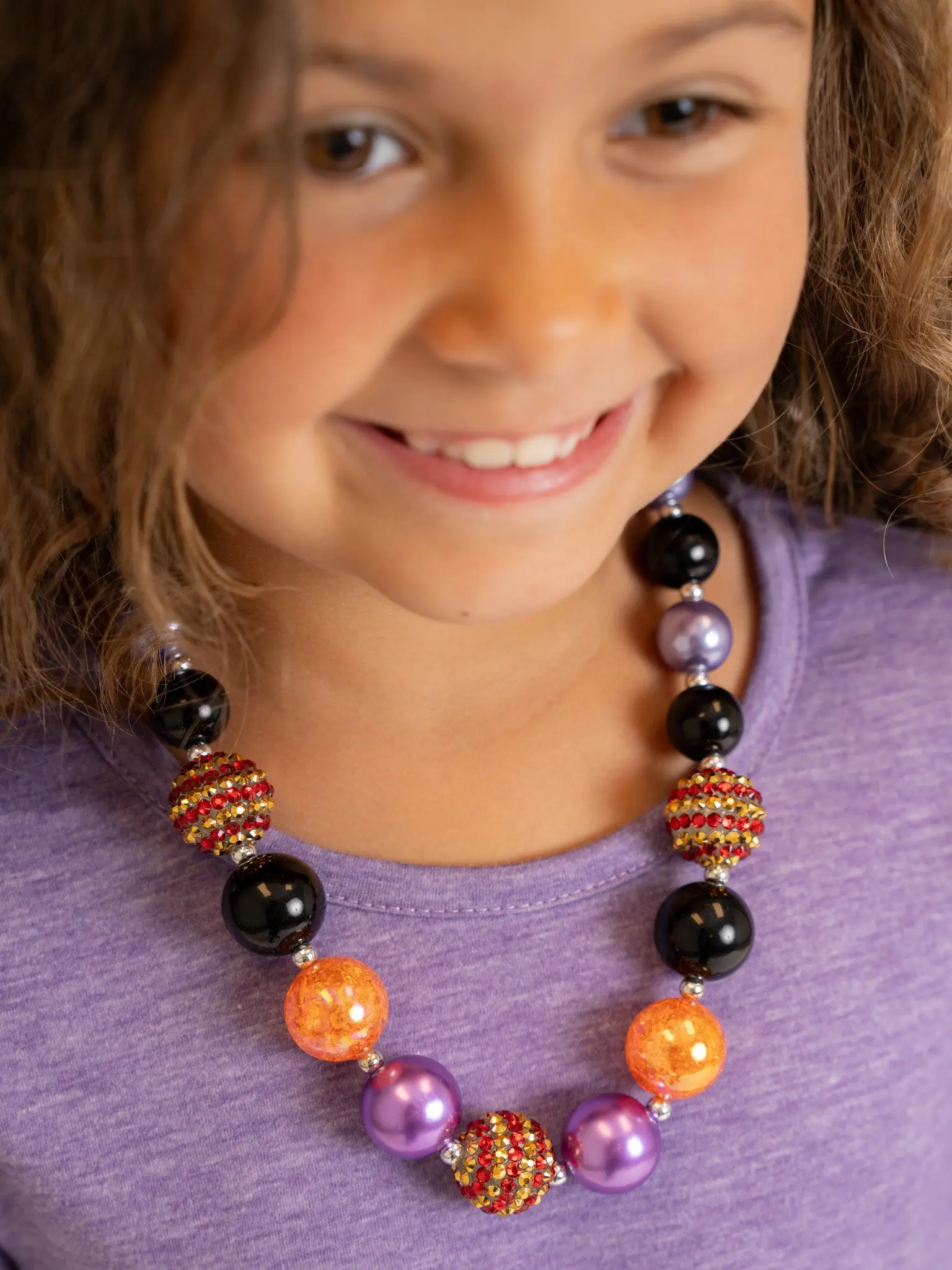 Purple, Black, & Orange Bubblegum Necklace