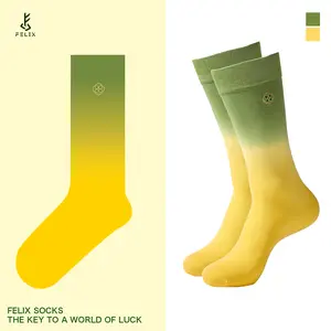 Felix Socks - Four-Leaf Clover Luck Socks Irish Good Fortune Socks Green Yellow Gradient Design Positive Energy Boost for Daily Luck & Opportunities All Seasons