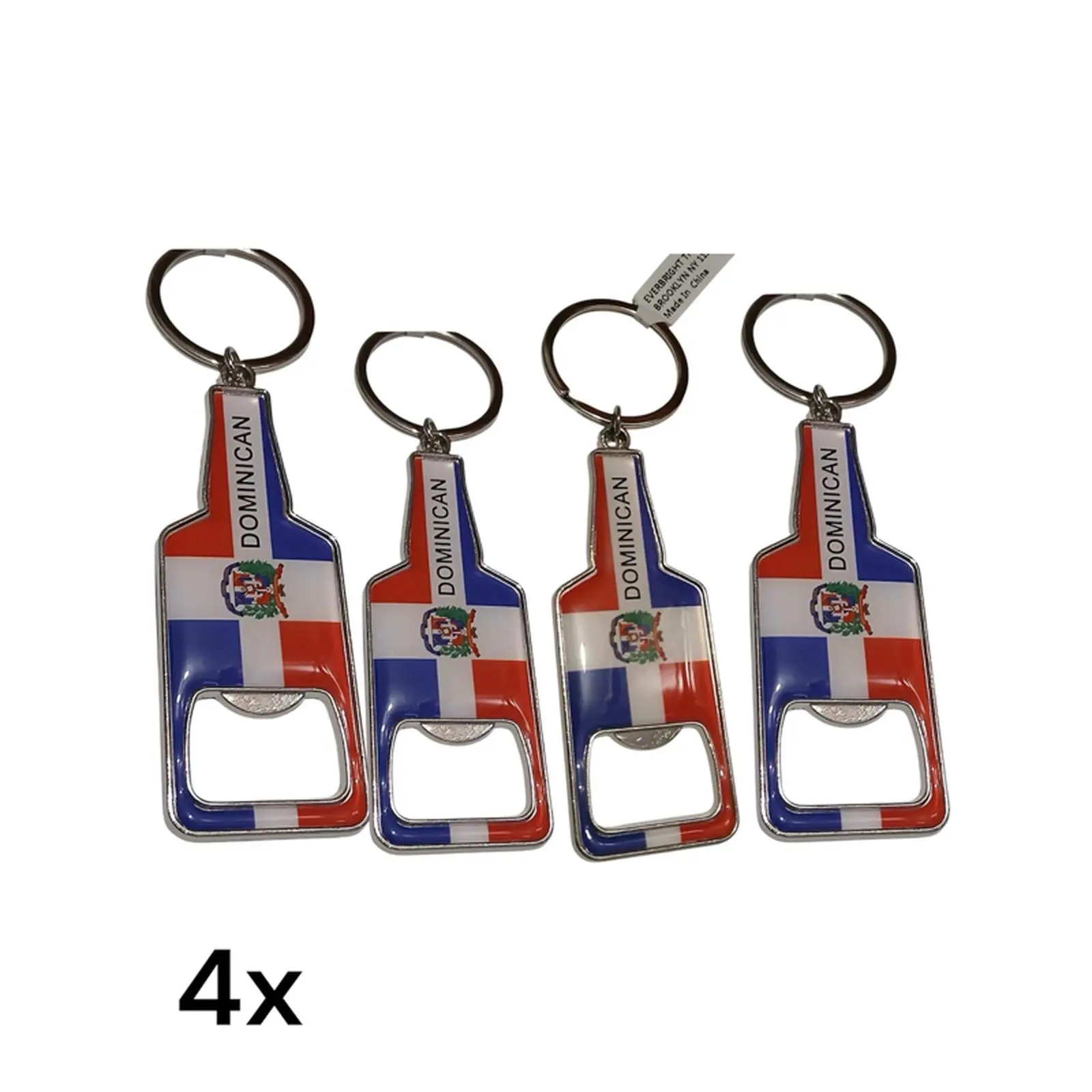 4x Multifunctional Bottle Opener Keychain Corkscrew Keyring Dominican Republic Flag Design Travel Accessory