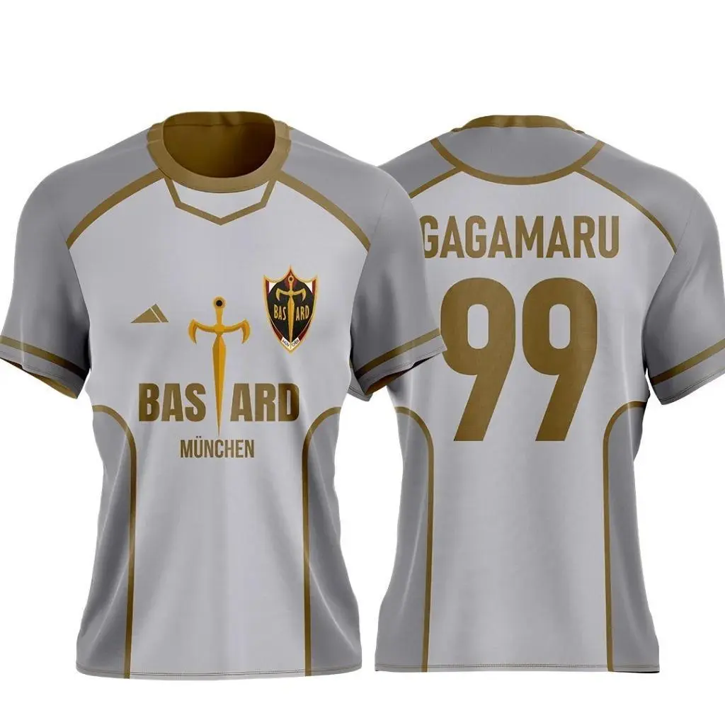Bastard München 99 Gagamaru and Characters - Blue Lock Anime Crew Neck Short Sleeve T-Shirt Sportswear