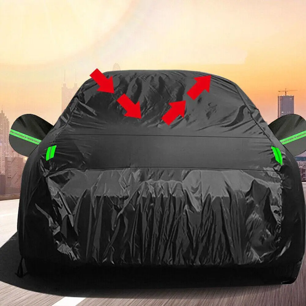 Car Cover for Automobiles All Weather Waterproof, Universal Fit Sedan Chevrolet Corvette, Ford Fusion, Kia Stinger, Nissan Maxima, Buick Regal, Subaru Legacy, Honda Accord etc Black