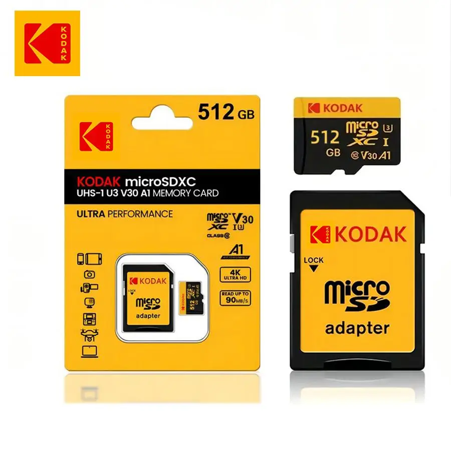 KODAK MicroSDXC Card, TF Card, High-Speed SD Card, Universal TF Card, MicroSDXC Adapter Memory Card for Smartphone, Speaker, Digital Camera, Gaming Co