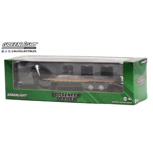 Gooseneck Trailer - Black w/ Red and White Conspicuity Stripes Diecast 1:64 Scale Model - Greenlight 30390