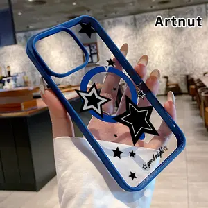 Magnetic Case for iPhone 17 Pro Max Air Promax Black Star Pattern Transparent Acrylic Scratch-resistant Skin-friendly Feel Smartphone Cover for Girl
