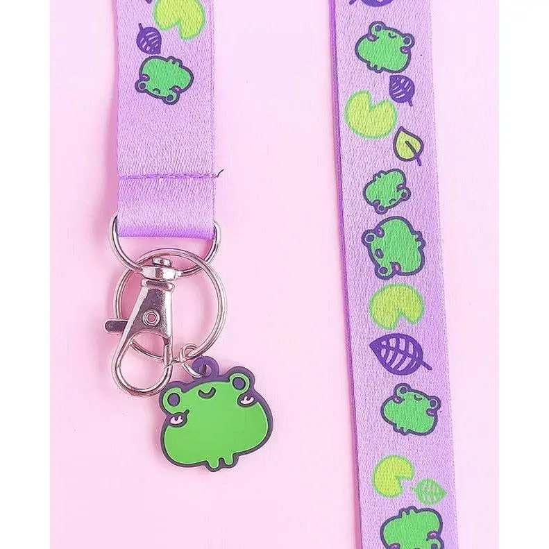 Kawaii Purple & Green Froggo Lanyard & Charm