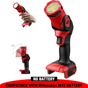 Cordless LED Work Light for Milwaukee M18 Battery, Two Levels Adjustable Up to 800 Lumens with Low Voltage Protection, 90 Degree Rotating Wide-angle Lighting for Workshop, Camping, Outdoor