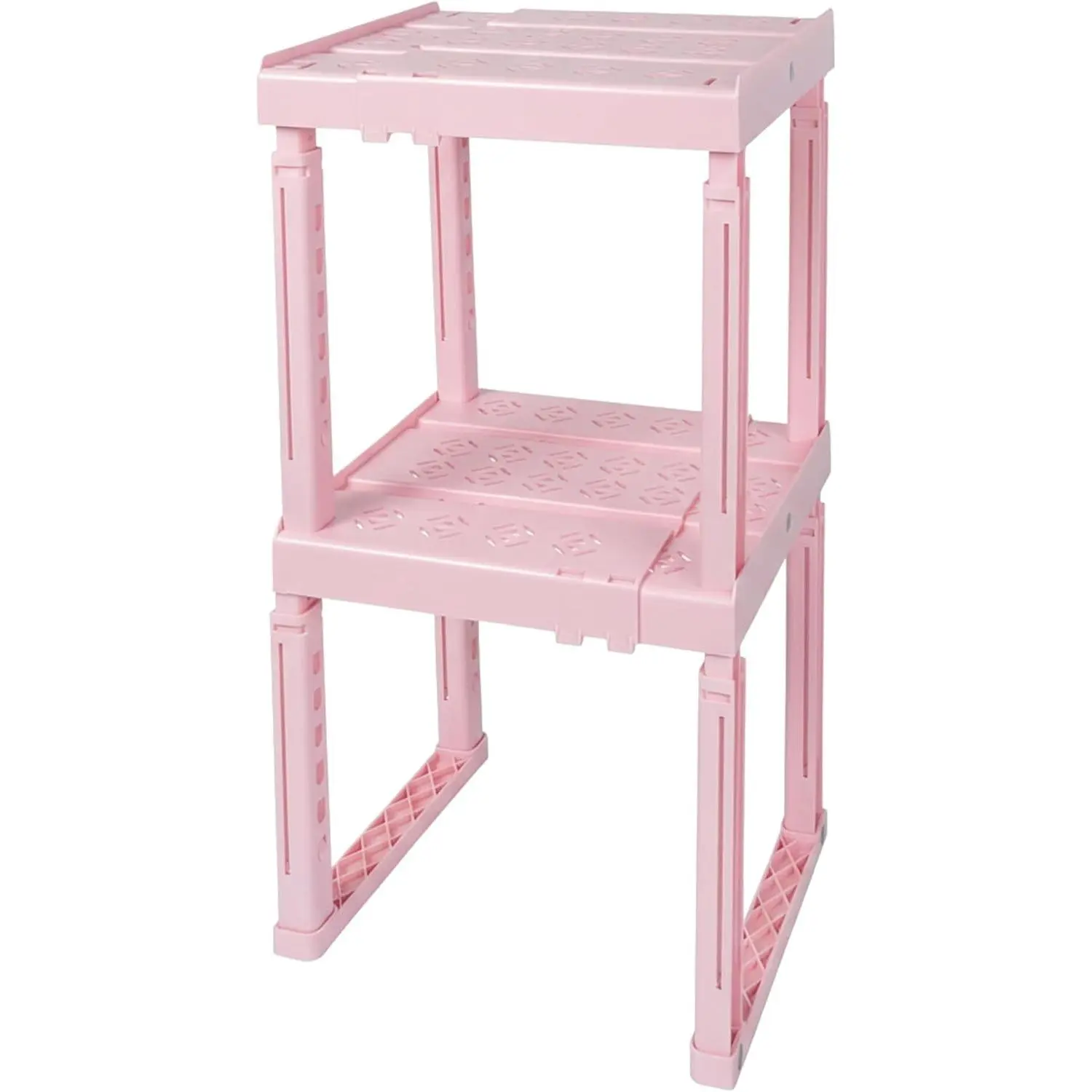Locker Organizer Shelf, Adjustable Width and Height, Ideal for School, Office, and Gym Lockers, Pink 2 Pack