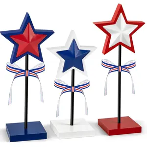 3 count 4th of July Tiered Tray Decor   Set, Memorial Day Table Decorations, Rustic Patriotic Table Decorations, Red White and Blue Decorations for  Tables(Classic)