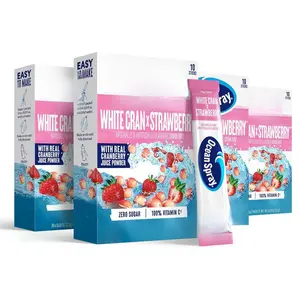 Ocean Spray® White Cran-Strawberry™ Zero Sugar Powder Drink Mix Packets with Real Cranberry Juice Powder, 100% Vitamin C, No Synthetic Dyes, Juicy Mixes (40ct)