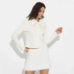 Women's Fur Collar Cardigan - Wild Fable White XXL