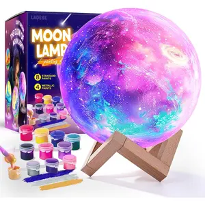 Paint Your Own Moon Lamp Kit, Cool Gifts DIY 3D Moon Night Light, Arts and Crafts for Kids Ages 8-12, Space Art Supplies Craft Kits, Girls Boys Birthday Gifts for Kids Ages 3 4 5 6 7 8-12+
