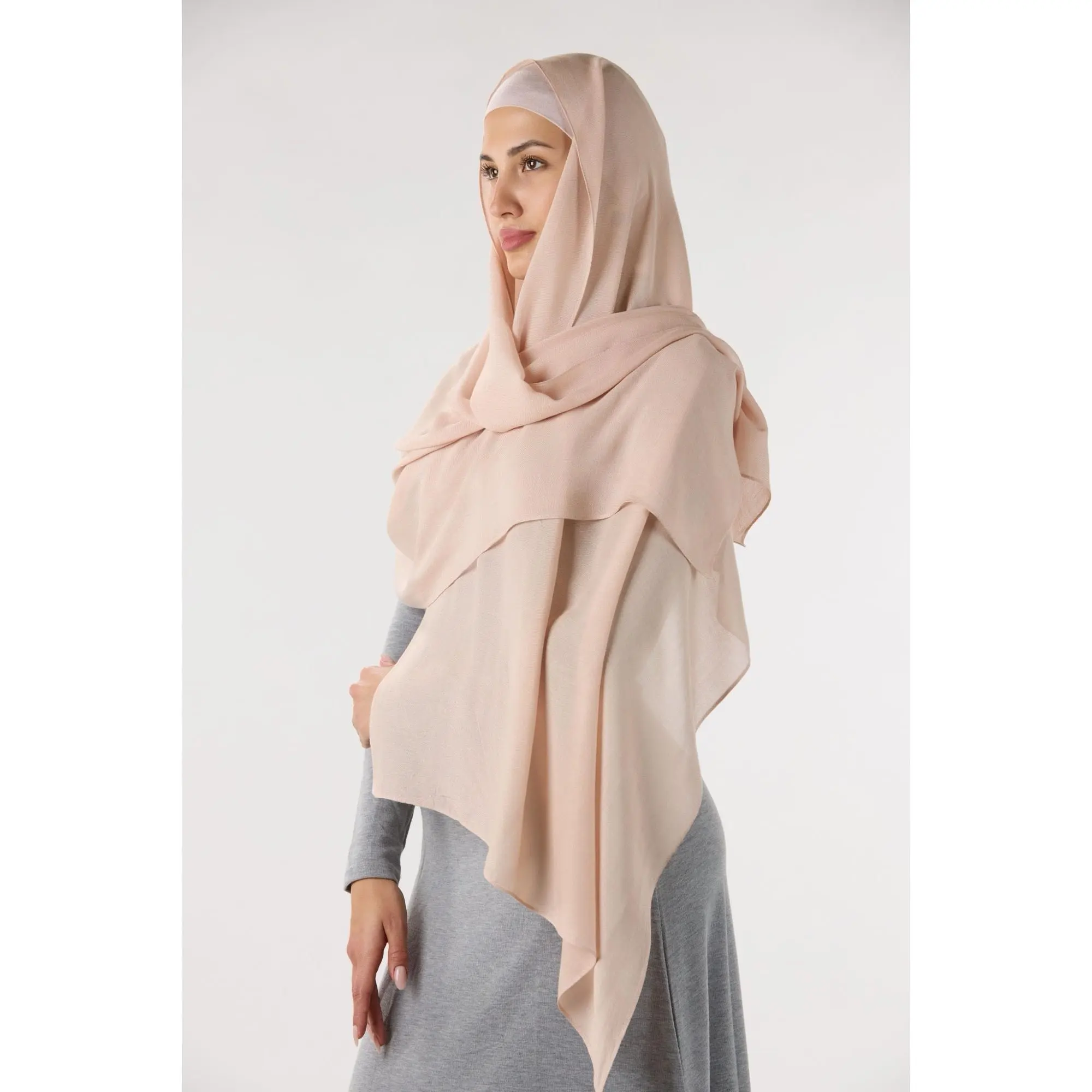 Modal Hijab With Matching Undercap Nude Cream #48